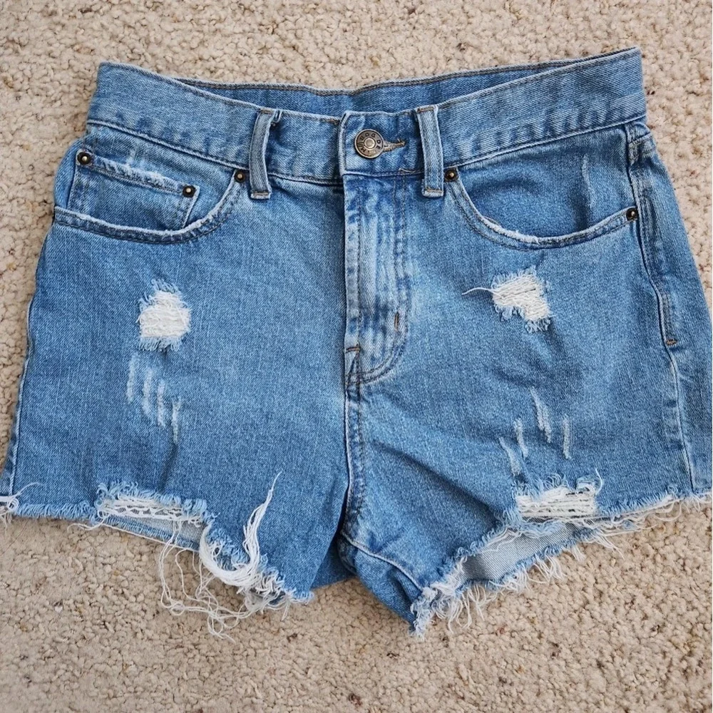 BDG Urban Outfitters High Rise Distressed Denim Cutoff Shorts Blue size 27